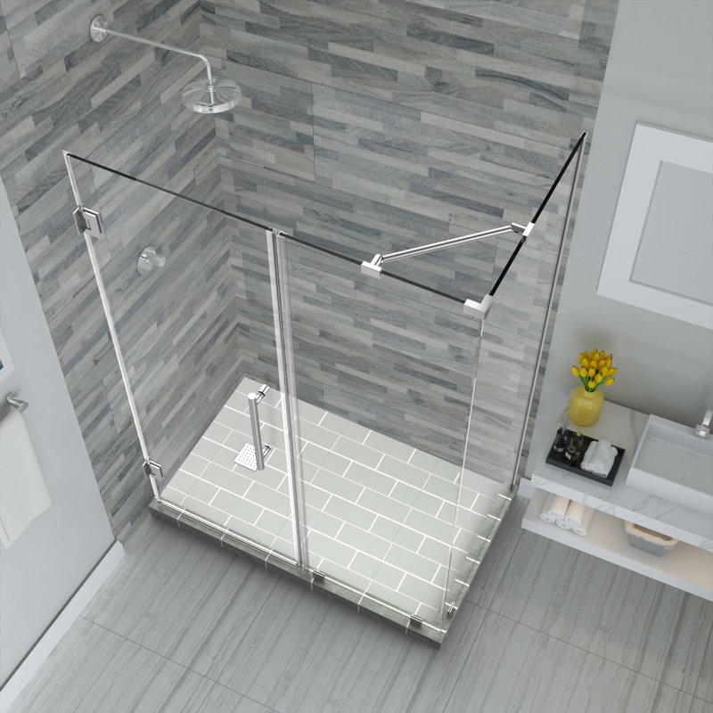 Aston Bromley 49" x 72" Rectangle Hinged Shower Enclosure with Fixed ...